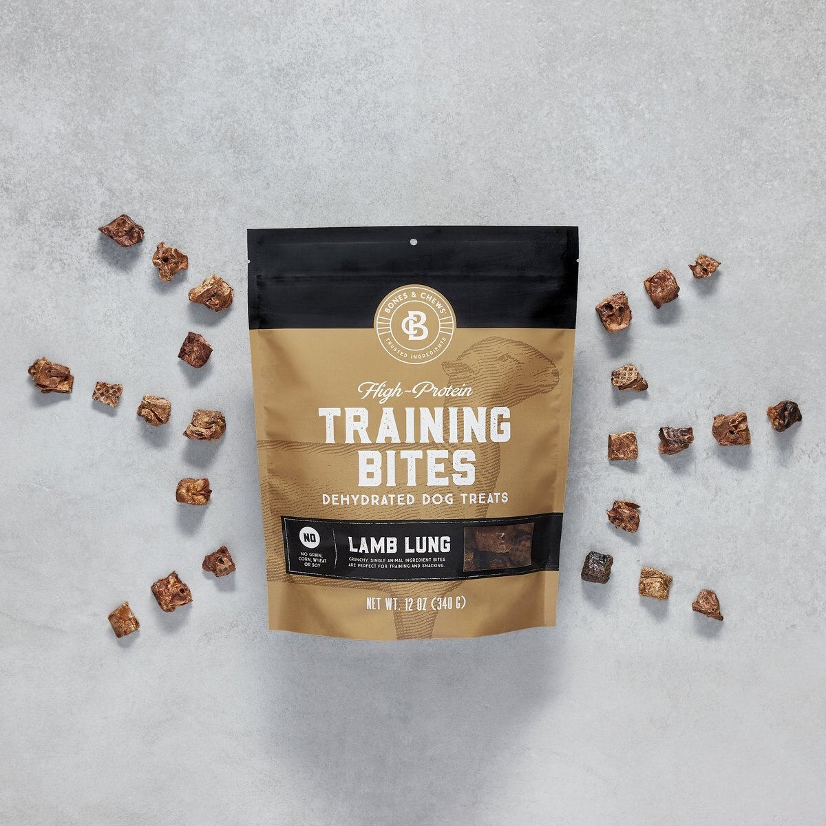 Bones and Chews All-Natural Lamb Lung Training Bites Dehydrated Dog Treats