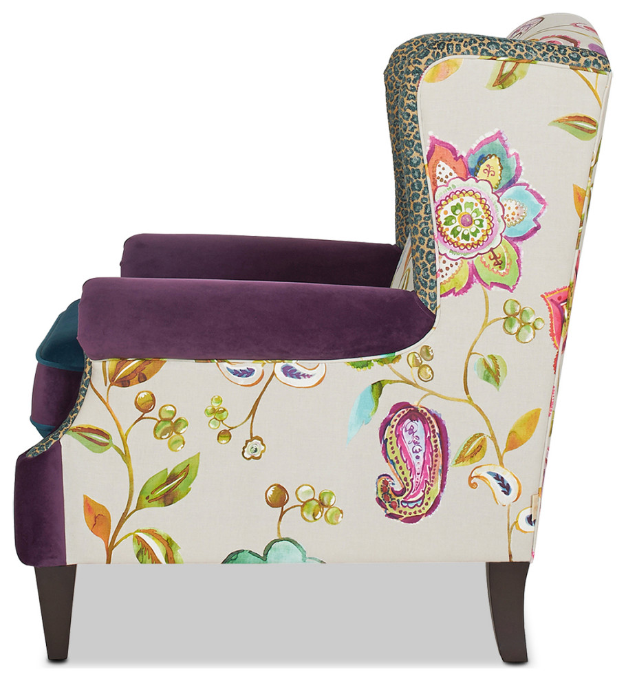 Anya Boho Chic Wingback Accent Arm Chair  Floral  ampLeopard   Contemporary   Armchairs And Accent Chairs   by Jennifer Taylor Home  Houzz