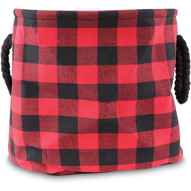 Okuna Outpost Foldable Storage Bin with Rope Handles， Buffalo Plaid (16 x 10 x 12 in)