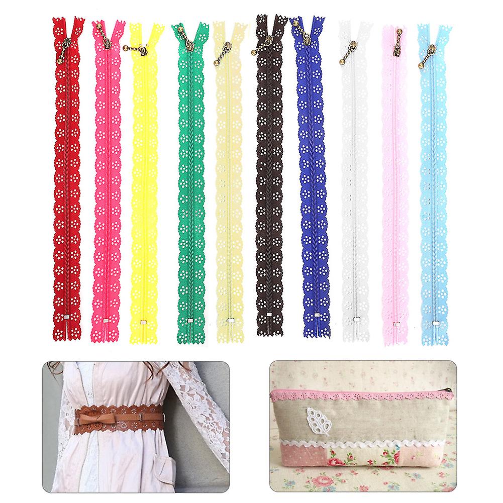 10pcs Lace Zipper Mixed Style Bud Silk Shape No.3 Nylon Sewing Clothing Accessories 25cm