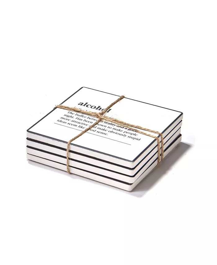 American Atelier 4.25'' D Definitions Ceramic Coasters Set 4 Piece