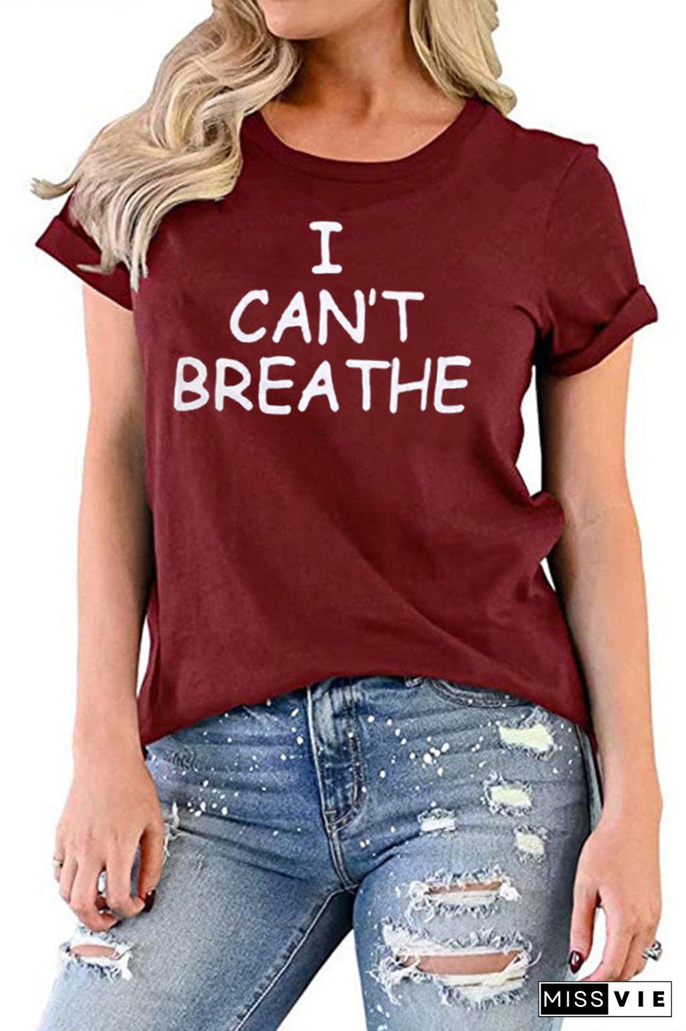 Plus Size Letter Print Casual T Shirt