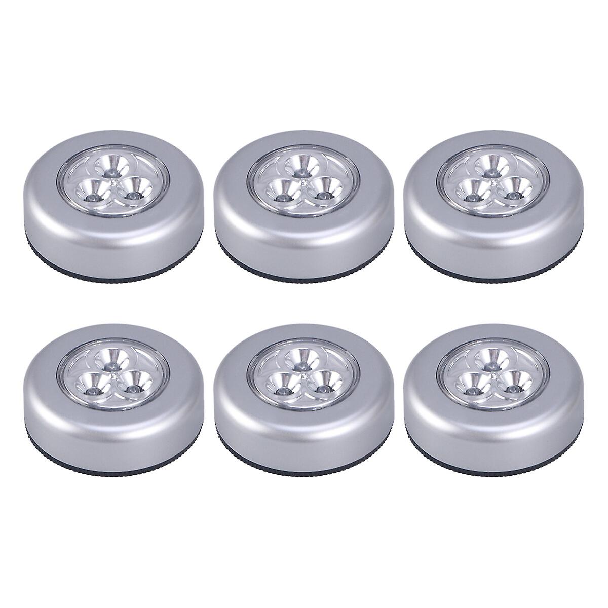 6pcs Battery Powered Click 3-led Push Light Lamp (white Light)