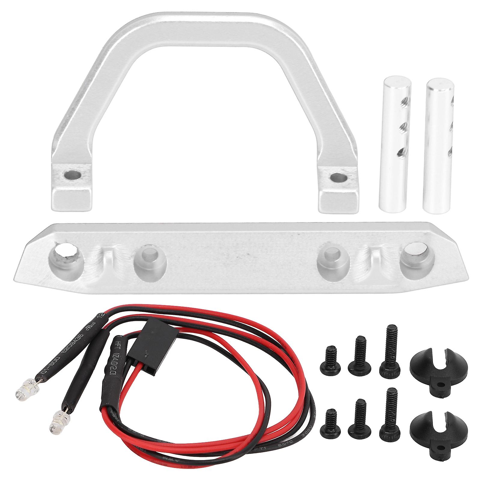 Rc Metal Aluminum Front Bumper With Led Light Stable Rc Accessories For Axial Scx24 1/24 Remote Control Carsilver S