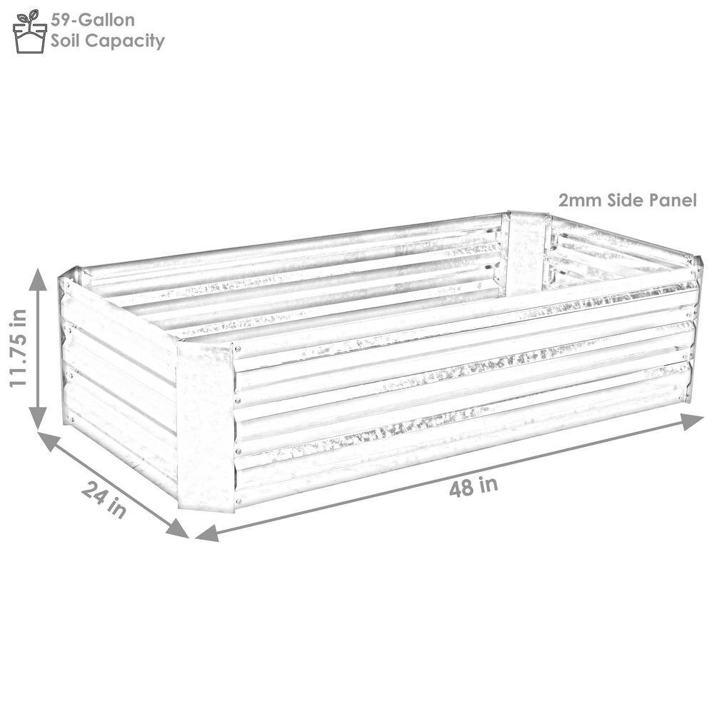 Sunnydaze Decor 48 in. Silver Galvanized Steel Rectangle Raised Bed HB-512