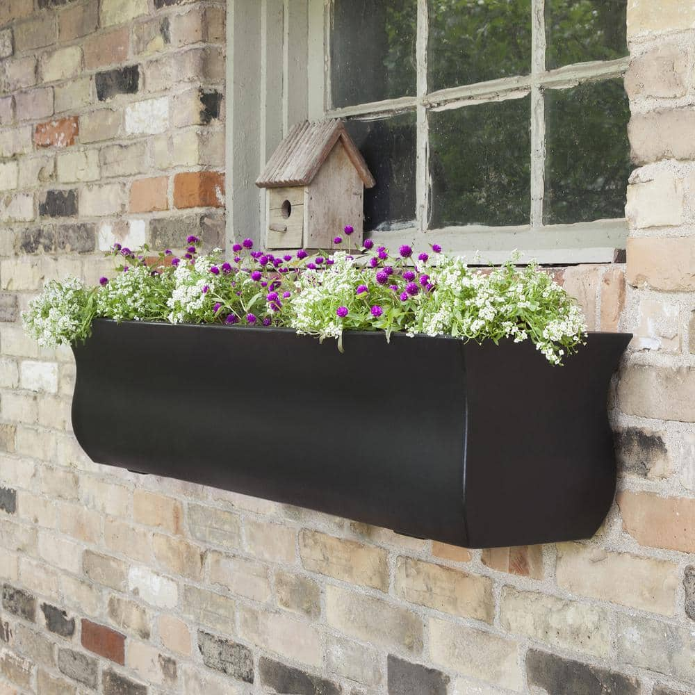 Mayne Valencia 48 in. x 10 in. Black Polyethylene Window Box 5872-B