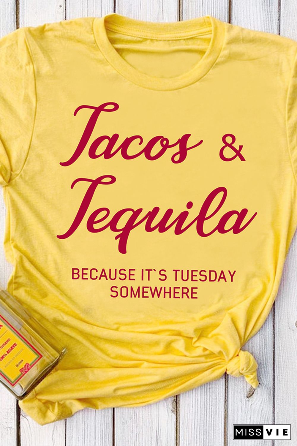 Tacos and Tequila Because It's Tuesday Somewhere Print Graphic Tees for Women Wholesale Short Sleeve T shirts Top