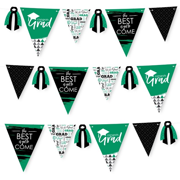 Big Dot Of Happiness 30 Piece Green Graduation Party Pennant Triangle Banner