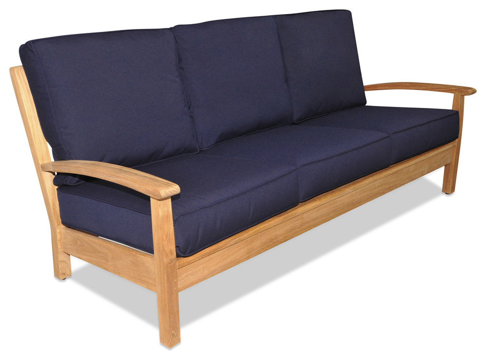 Teak Deep Seating Sofa with Cushions   Transitional   Outdoor Sofas   by Goldenteak Teak Patio Furniture  Houzz