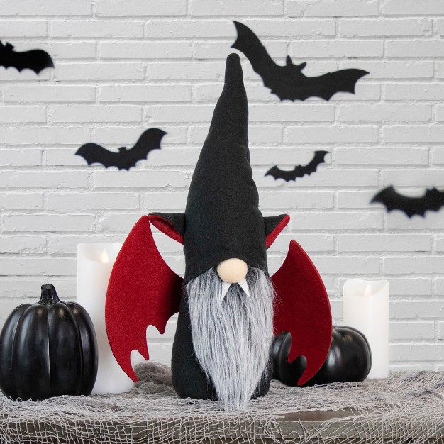 Black And Red Halloween Boy Gnome With Bat Wings