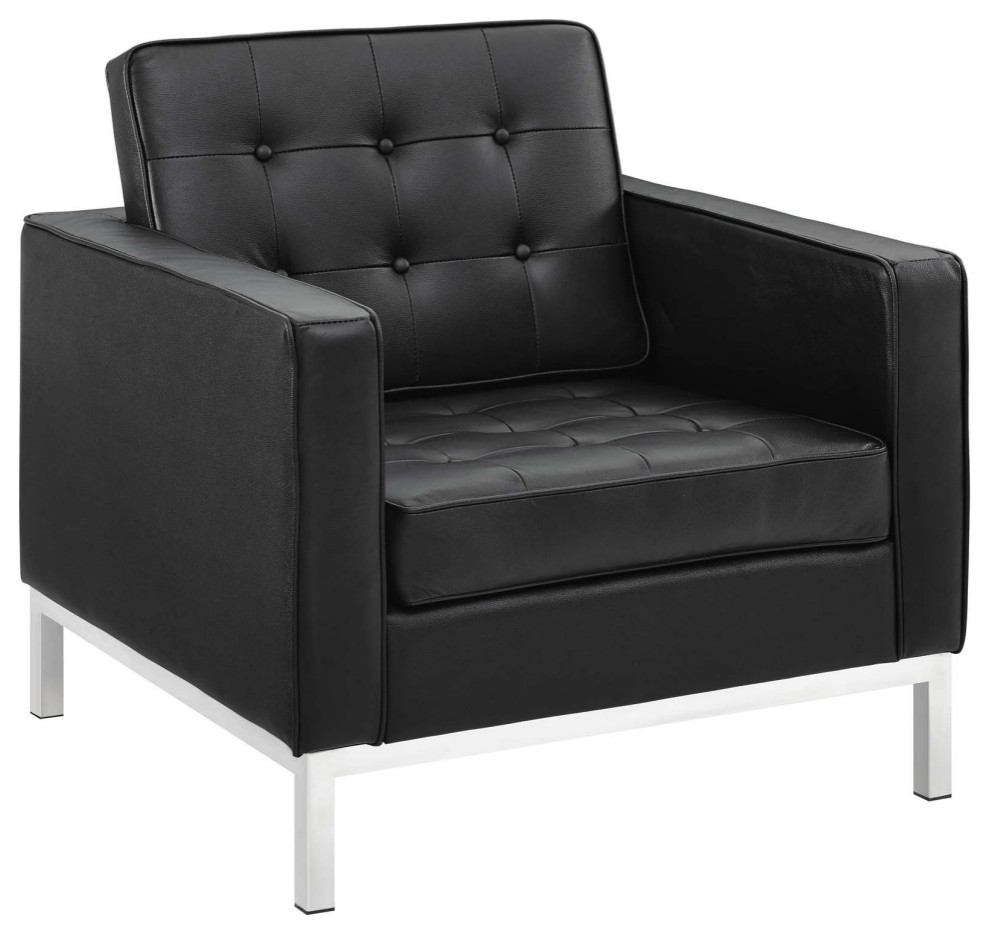 Aaliyah Black Leather Armchair   Contemporary   Armchairs And Accent Chairs   by Virgil Stanis Design  Houzz