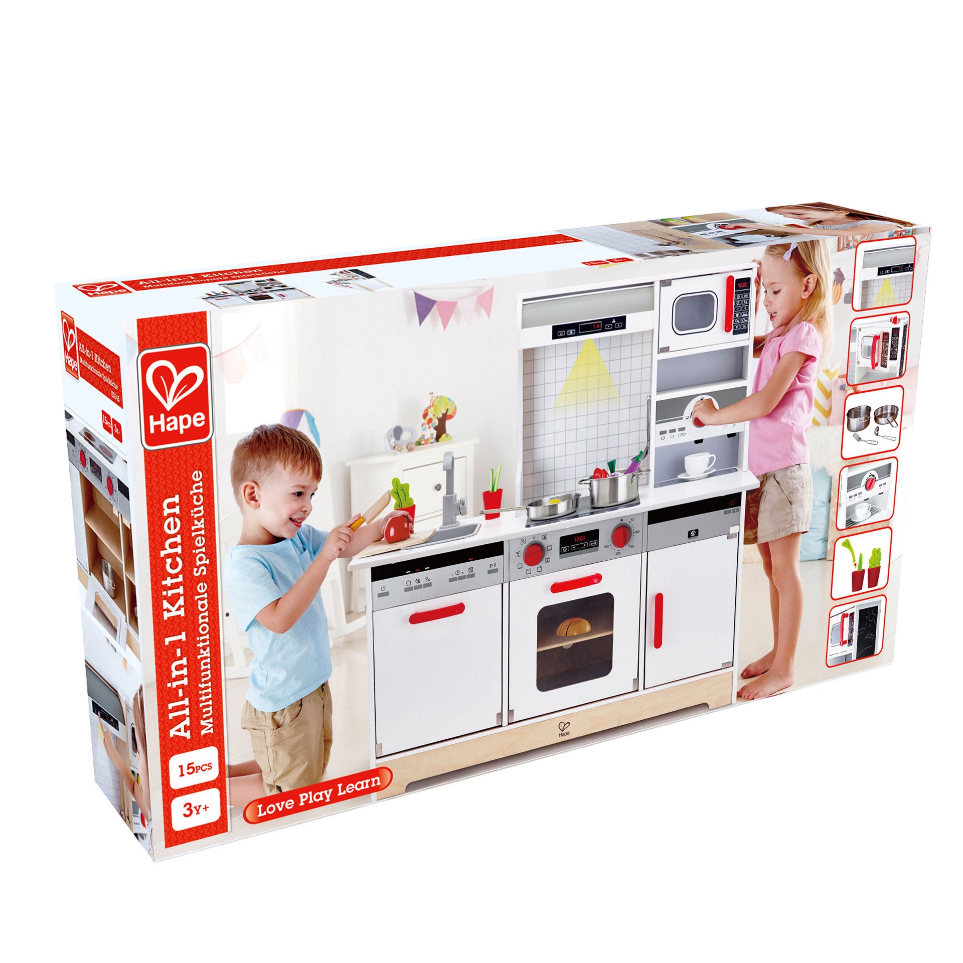 Hape All In 1 Kids Wooden Pretend Play Kitchen with 10 Accessories (Open Box)