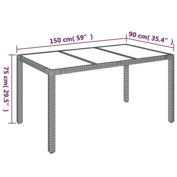 vidaXL Patio Table with Glass Top Black/Gray multisize Poly Rattan