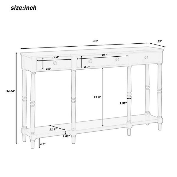 Solid wood workbench， sofa table， extra long， three storage drawers， living room bottom shelf