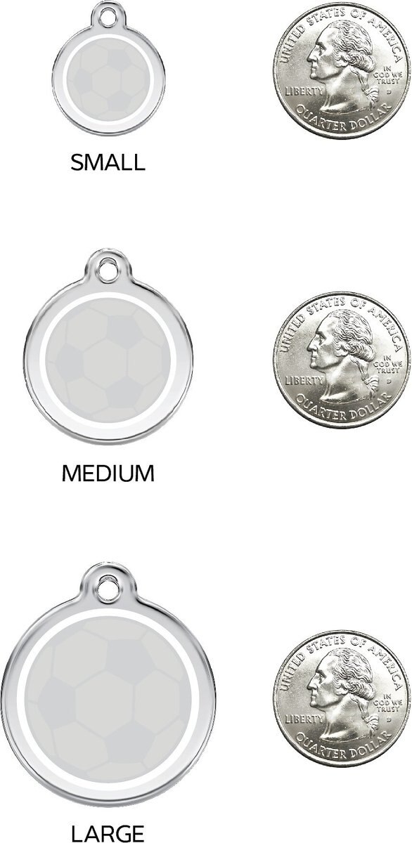 Red Dingo Soccer Ball Stainless Steel Personalized Dog and Cat ID Tag