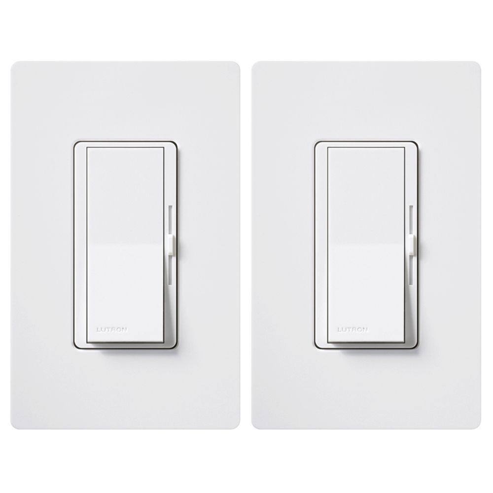 Lutron Diva LED+ Dimmer Switch wWallplate for Dimmable LED Bulbs 150-WattSingle-Pole or 3-Way White (DVWCL-2PK-WH) (2-Pack) DVWCL-2PK-WH