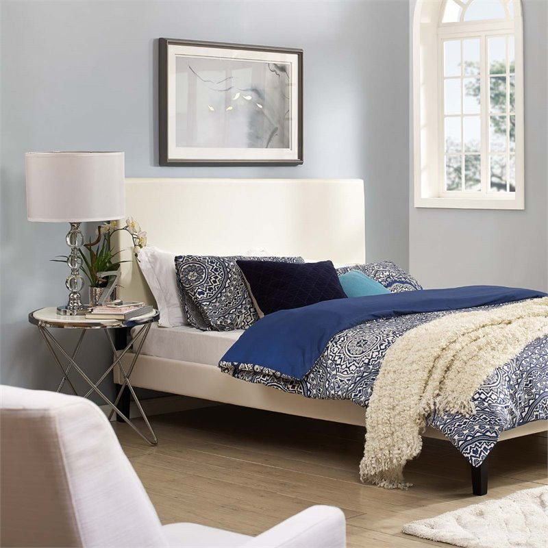 Modway Taylor King and California King Faux Leather Headboard in White   Transitional   Headboards   by Homesquare  Houzz