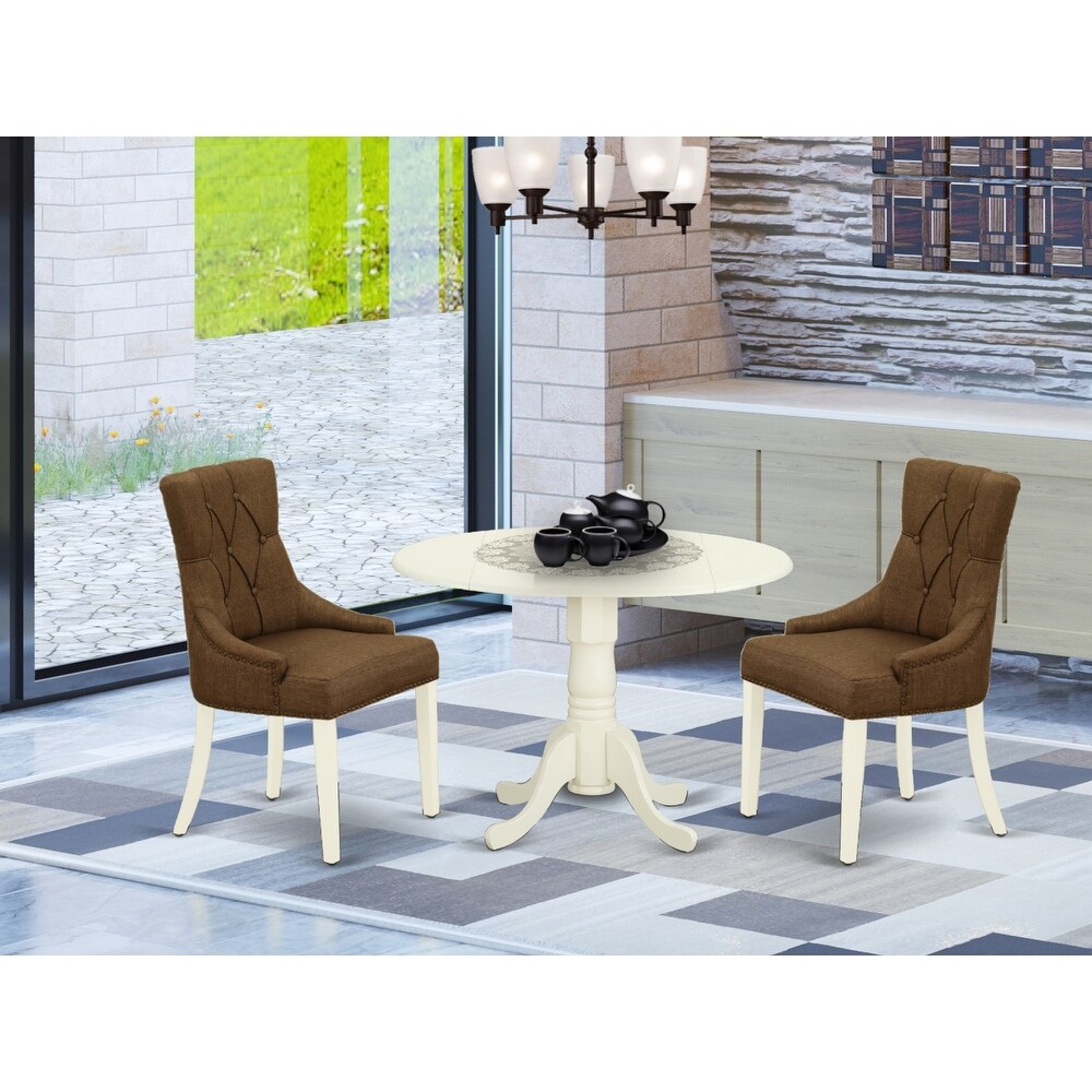 East West Furniture Dining Table Set Includes a Kitchen Table and Linen Fabric Dining Room Chairs  (Pieces   Finish Options)