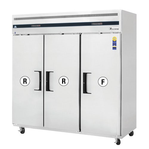 Everest ESRF3 Reach-In Refrigerator/Freezer Combo， 3 Section， 46 (Ref) and 22 (Fzr) Cu. Ft. Cap.