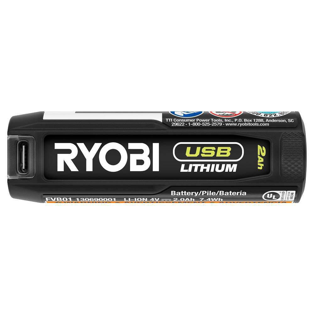 RYOBI USB Lithium 2.0 Ah Rechargeable Batteries (2-Pack) FVB201