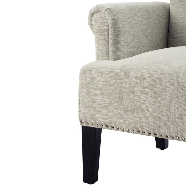 Living Room Accent Chairs Polyester Upholstered Rivet Tufted Scroll Armchairs