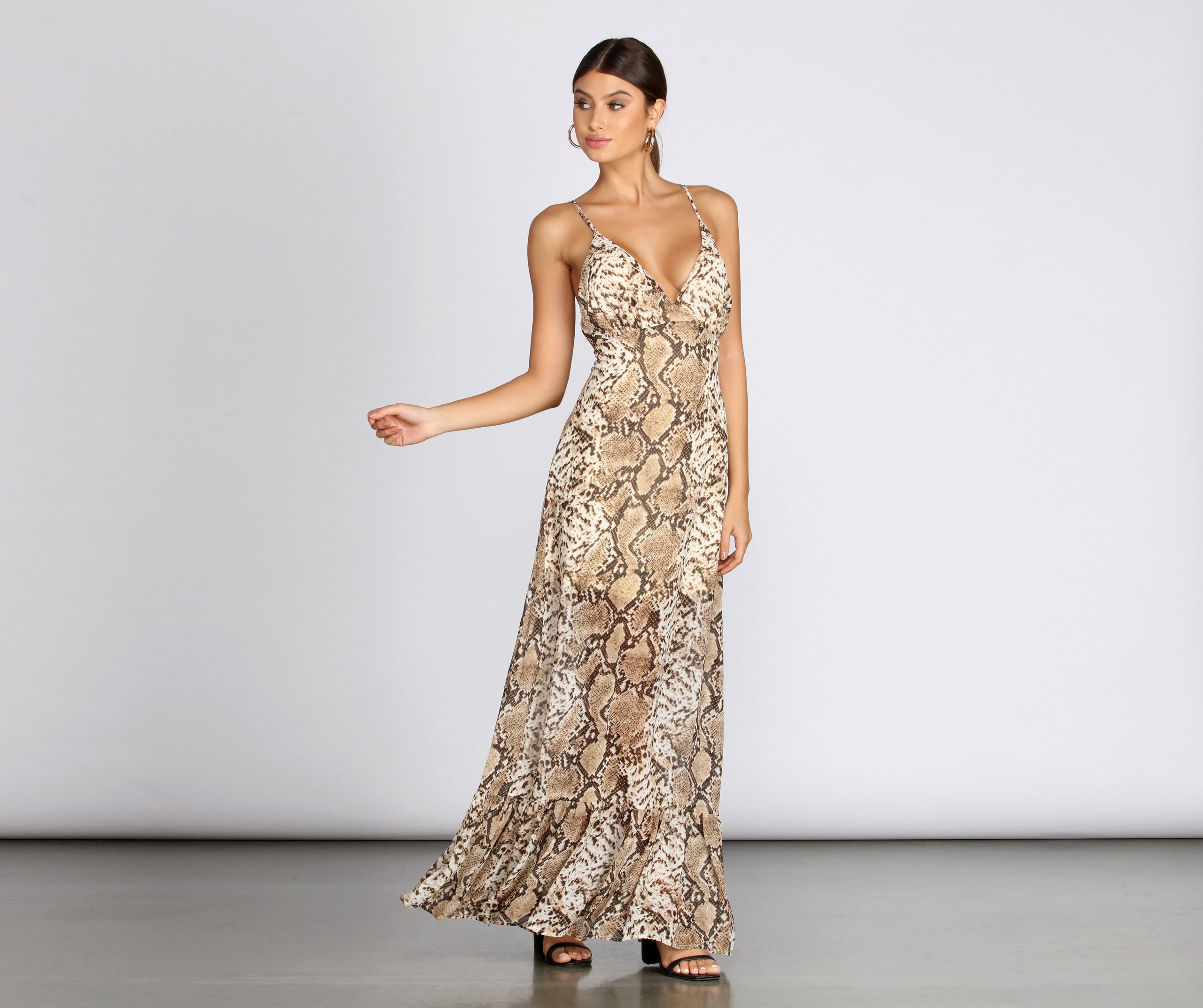 Sleeveless Leopard Chiffon Maxi Dress