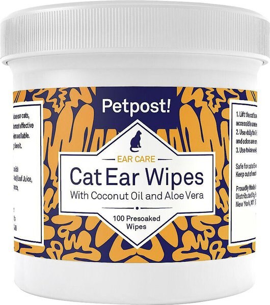 Petpost Ear Wipes with Coconut Oil and Aloe Vera For Cats