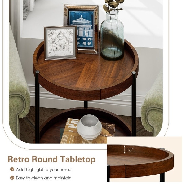 2-Tier Retro End Table with Bottom Shelf - 20.5