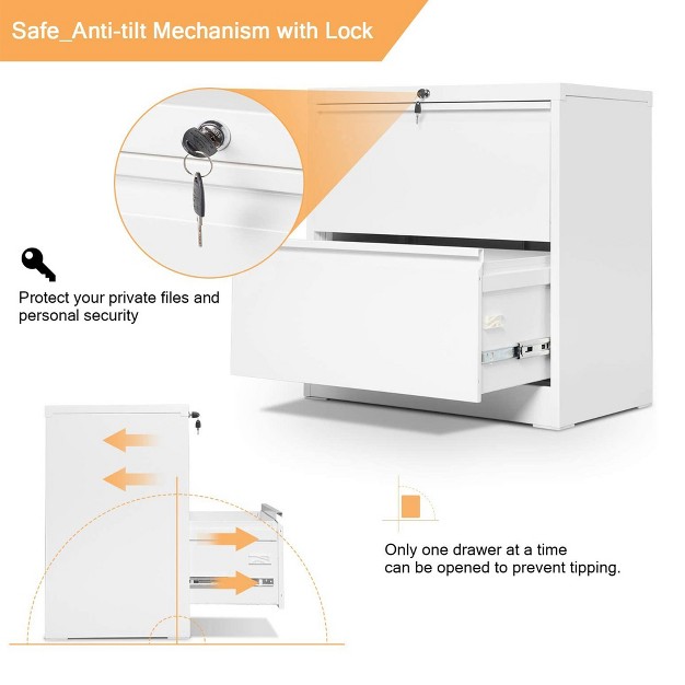 Aobabo Locking Metal Office Storage Organization Filing Cabinet With Adjustable File Hanging Bar And 2 Keys