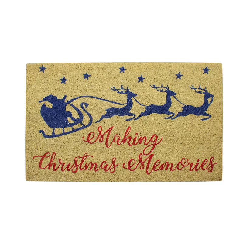 Santa and Reindeer Making Christmas Memories Doormat 18 x 30