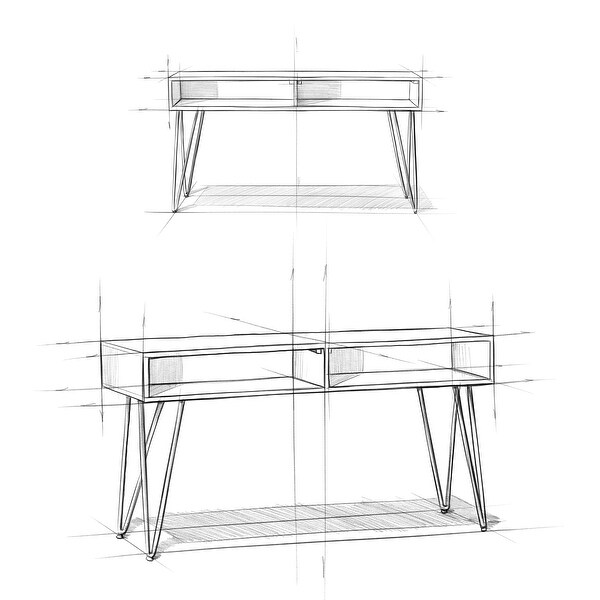 WYNDENHALL Moreno SOLID MANGO WOOD and Metal 55 inch Wide Industrial Console Sofa Table in Natural - 55 W x 16 D x 30 H