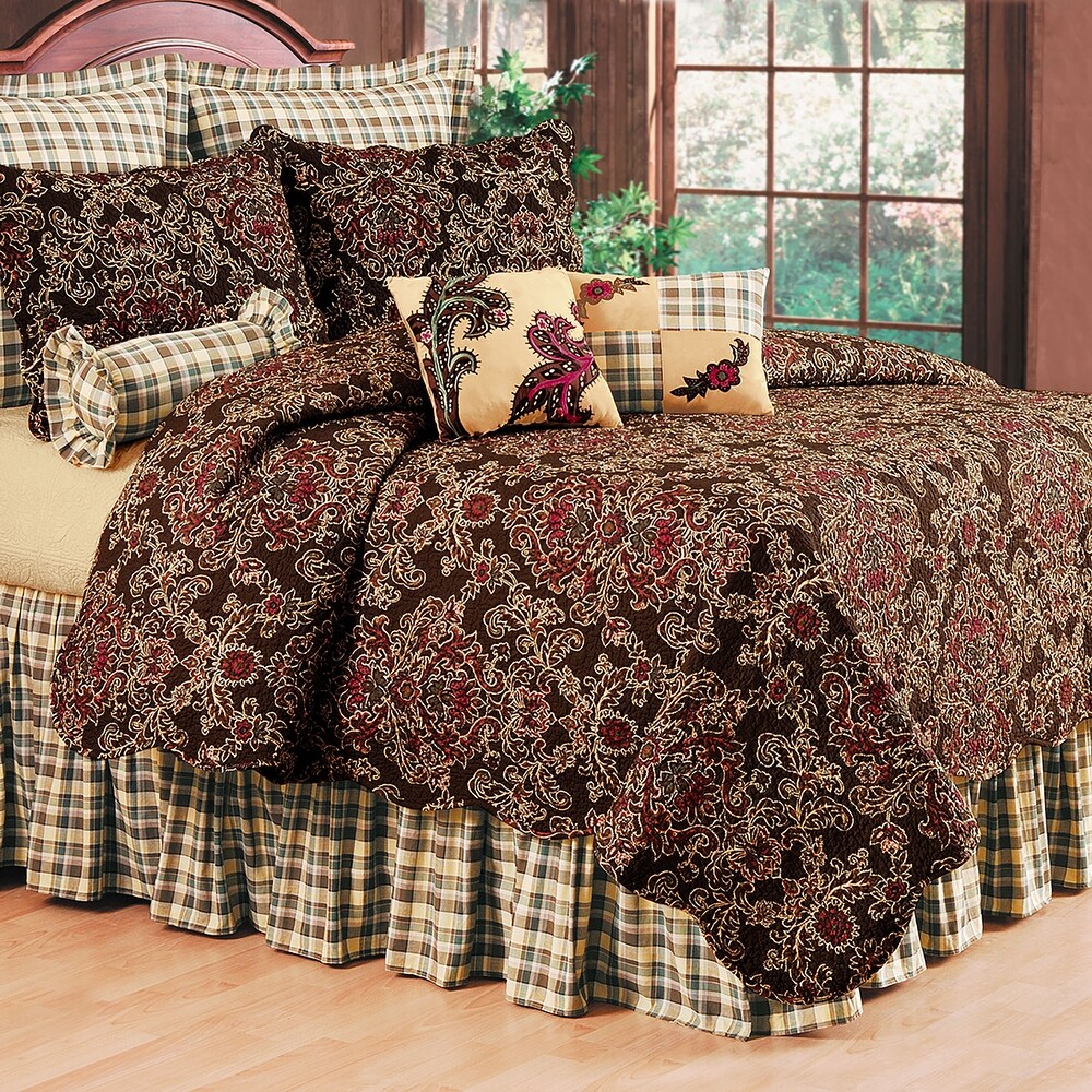 Rustic Damask Full/Queen Quilt 100% Cotton Lightweight Machine Washable Reversible Bedspread Coverlet