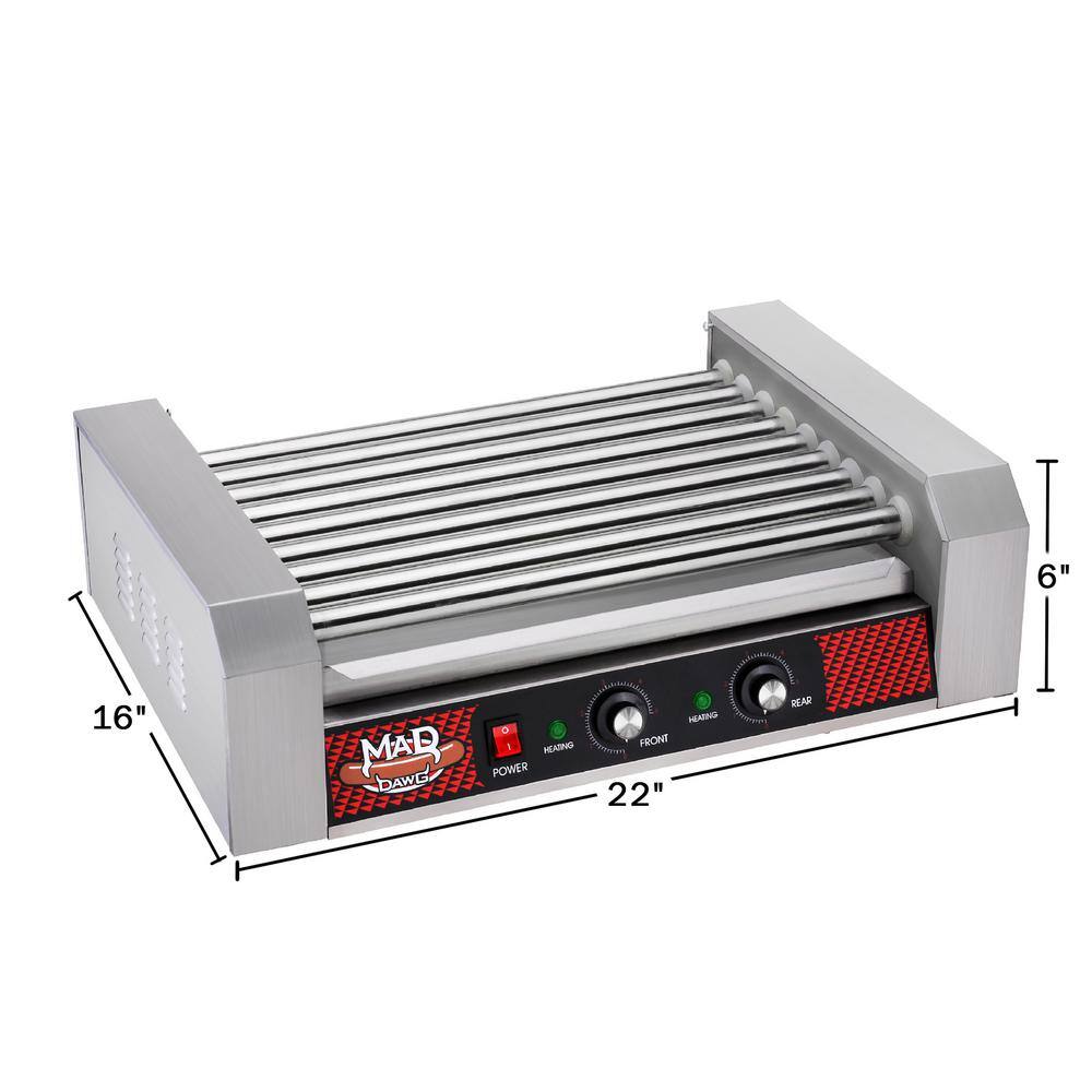 GREAT NORTHERN Stainless Steel 24 Hot Dog and Sausage Electric Countertop Cooker Machine with 9-Rollers 455034ABX