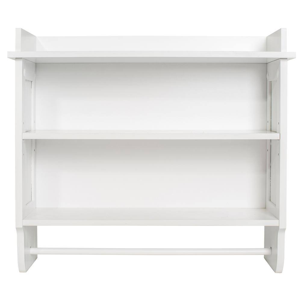 REDMON Since 1883 Contemporary Country 23.5 in. W Wall Shelf with Towel Bar in White 5225WH