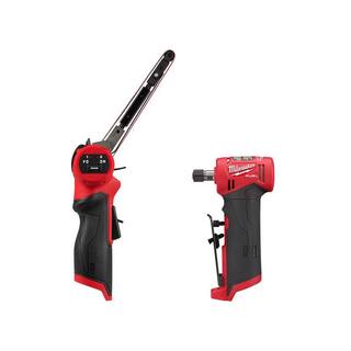 MW M12 FUEL 12V Lithium-Ion Brushless Cordless 12 in. x 18 in. Bandfile and M12 FUEL 14 in. Right Angle Die Grinder 2482-20-2485-20