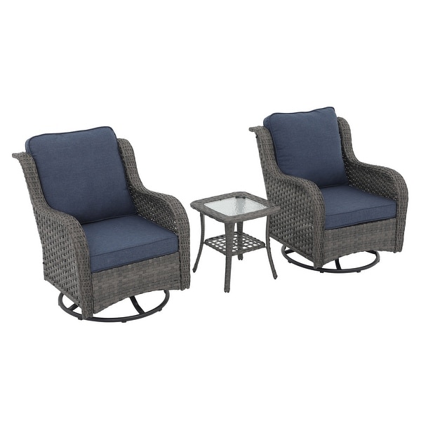 Outdoor Wicker 360 Degree Swivel Chairs with Square Table