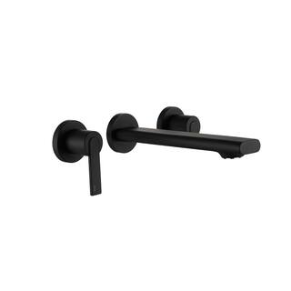 Tahanbath 2-Handle 3-Hole Wall Mounted Bathroom Faucet in Matte Black MS-CT-DB799MB-ZQ