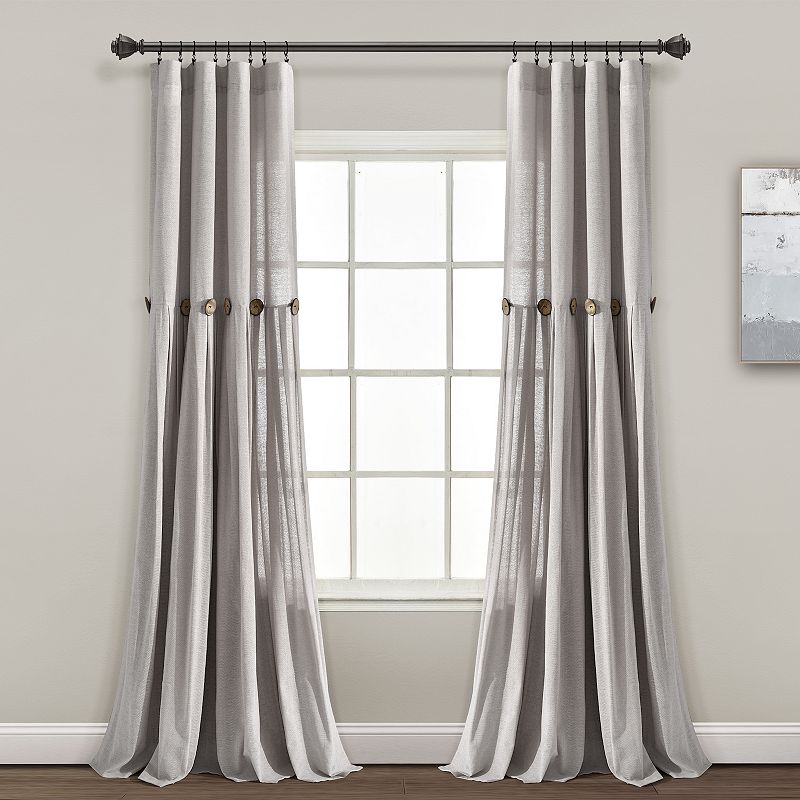 Lush Decor Linen Button Window Curtain Panel