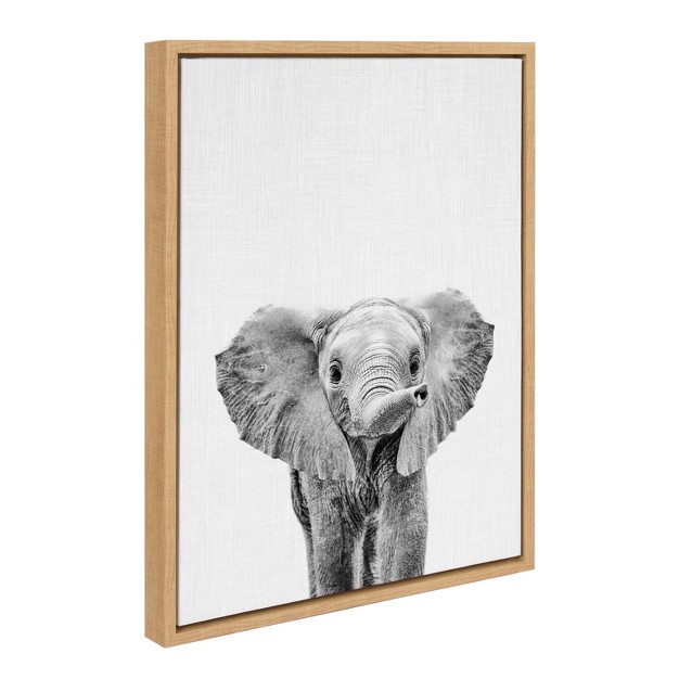 X 24 quot Sylvie Baby Elephant Framed Canvas By Simon Te Natural Kate amp Laurel All Things Decor