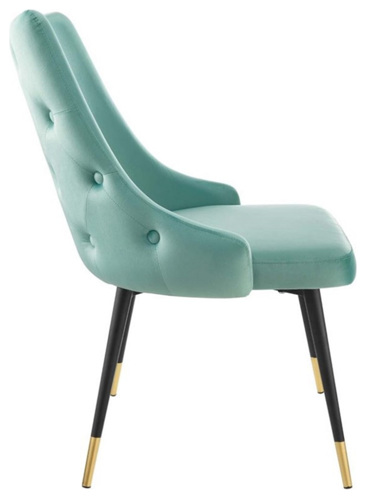 Pemberly Row 17.5 quotModern Velvet Performance Tufted Dining Side Chair in Green   Contemporary   Dining Chairs   by Homesquare  Houzz