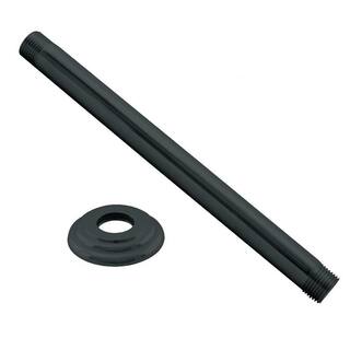 Westbrass 12 in. IPS x 6 in. Round Ceiling Mount Shower Arm with Flange Matte Black D3606A-62