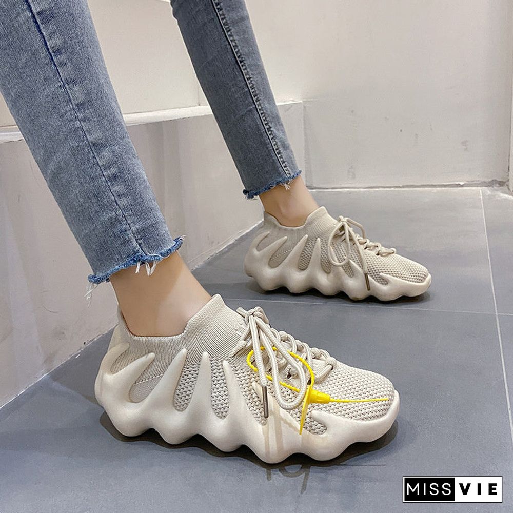 Women Causal Solid Color Breathable Sneakers