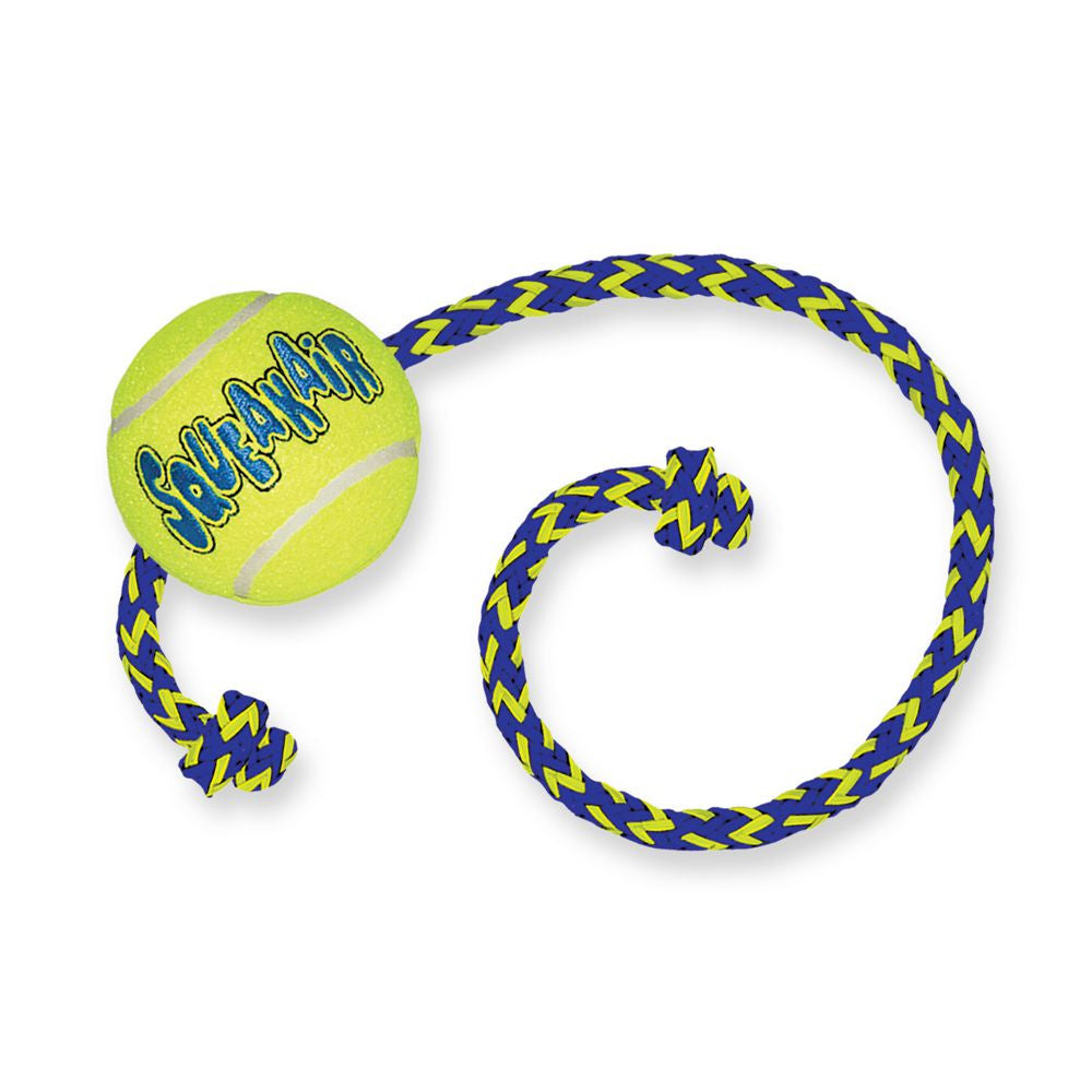 KONG AirDog Squeakair Ball with Rope Dog Toy