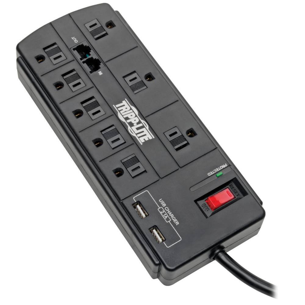 Tripp Lite Protect It 8-Outlet Surge Protector with 2 USB Ports TLP88TUSBB