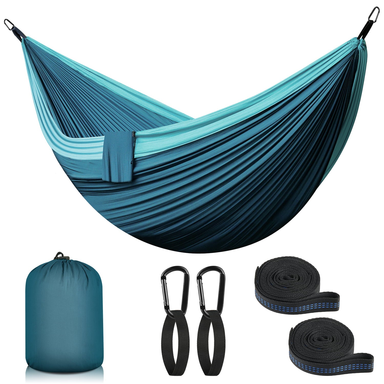 Physen Double Camping Hammock - Outdoor Portable Nylon Hammock with 400lbs Capacity, Perfect for Camping, Hiking, and Travel - Blue