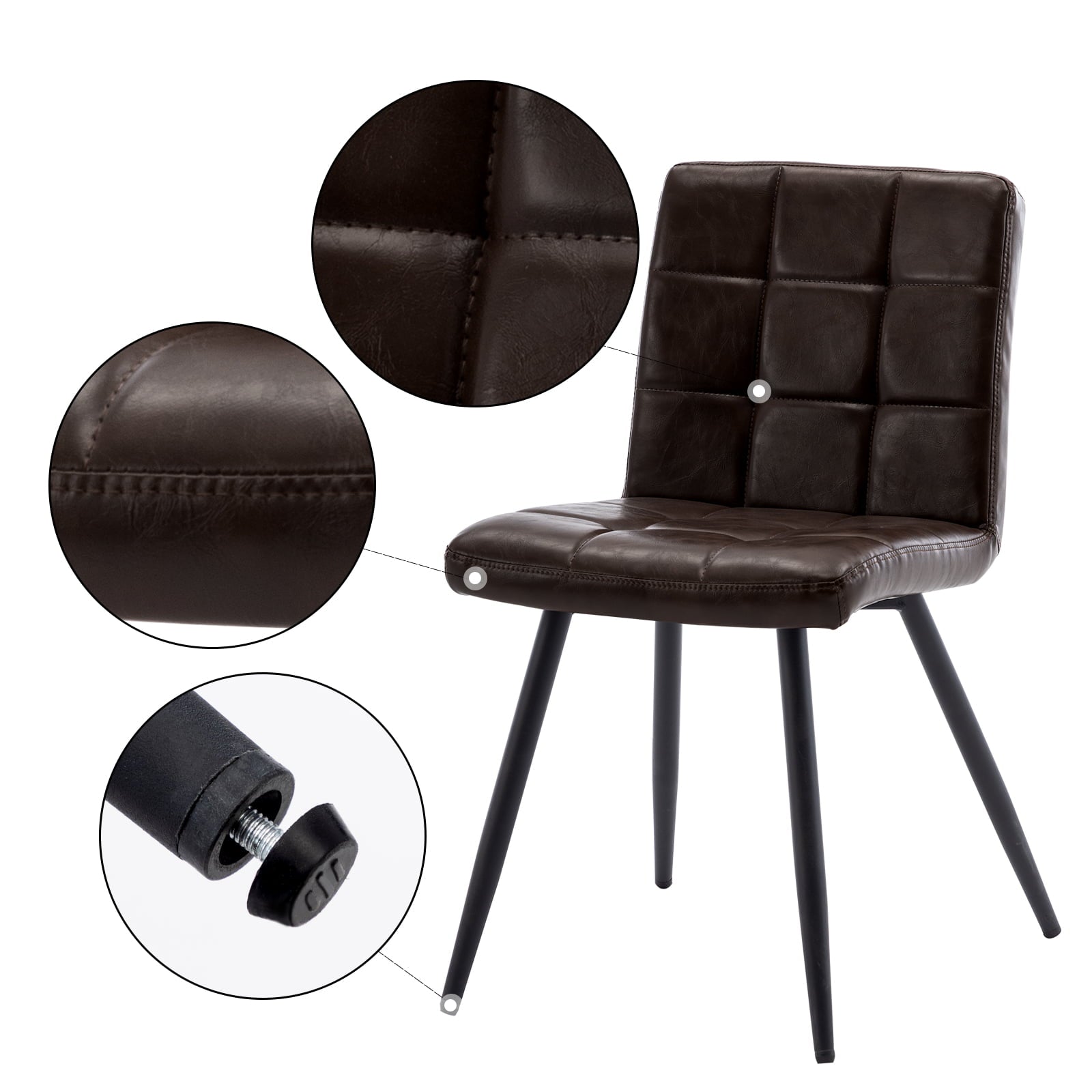 Duhome Dining Chairs Set of 4， Faux Leather Dining Room Set Tufted Upholstered Side Chairs for Kitchen， Dark Brown