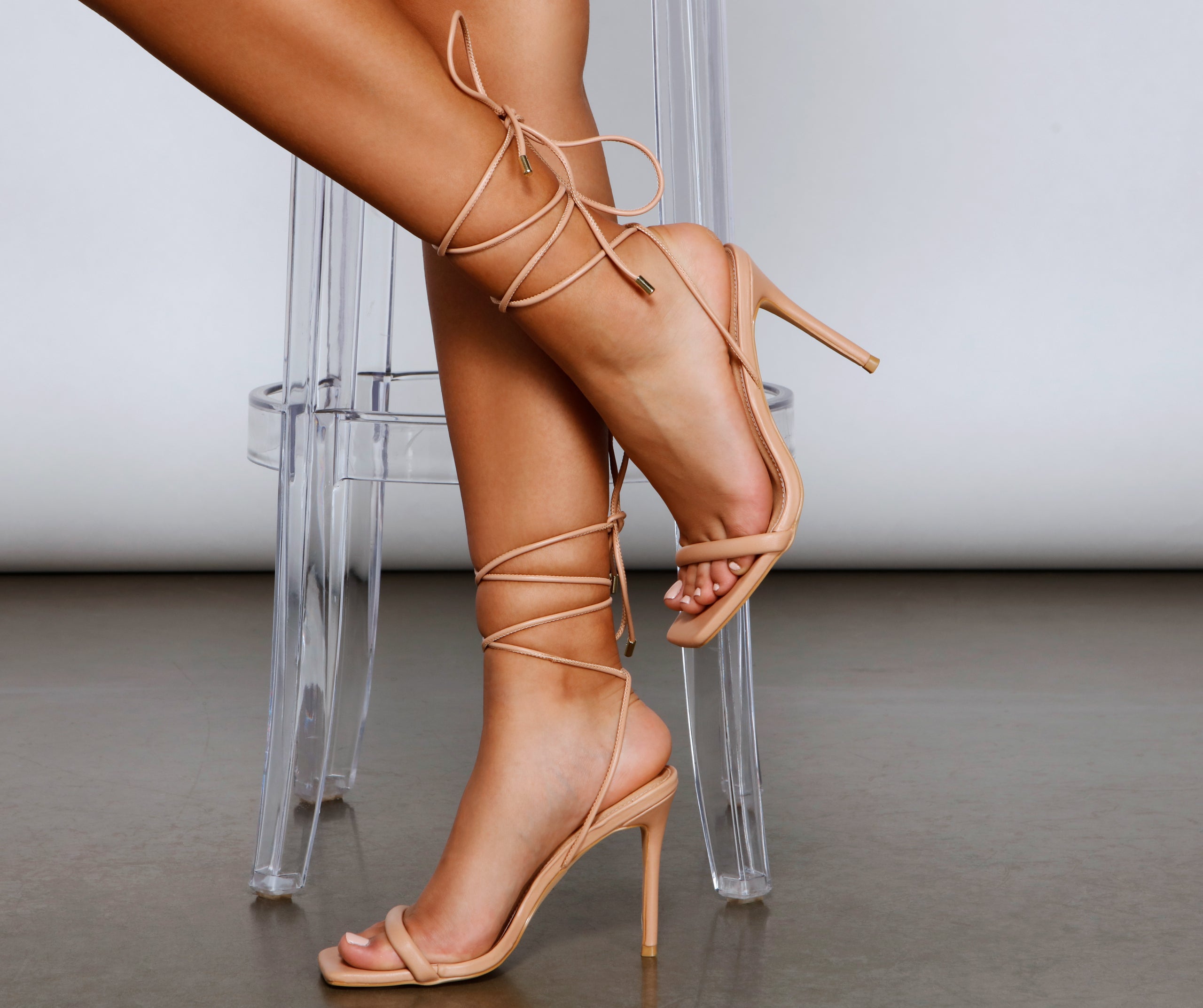 So Caught Up Lace-Up Stiletto Heels