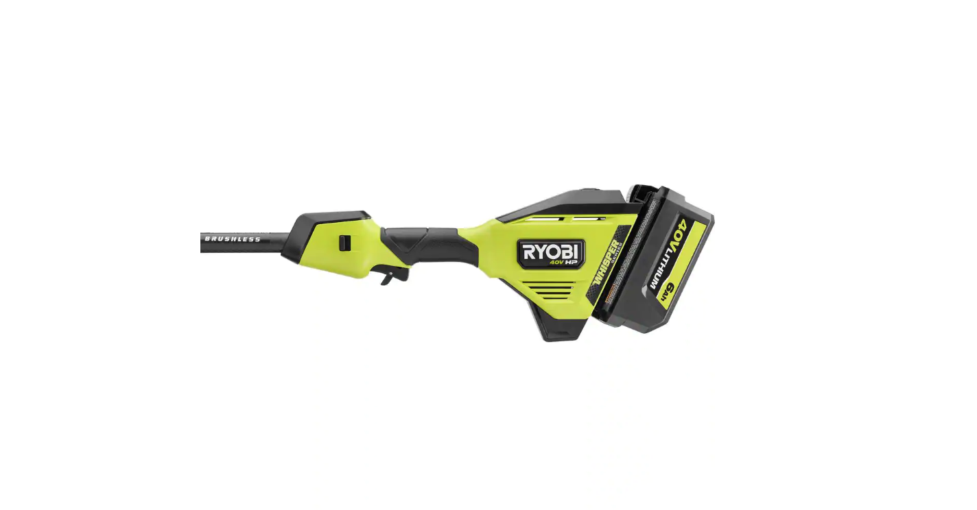 RYOBI RY402110VNM 40V HP Brushless Whisper Series 17 in. Cordless Battery Carbon Fiber Shaft String Trimmer w/ 6.0 Ah Battery and Charger