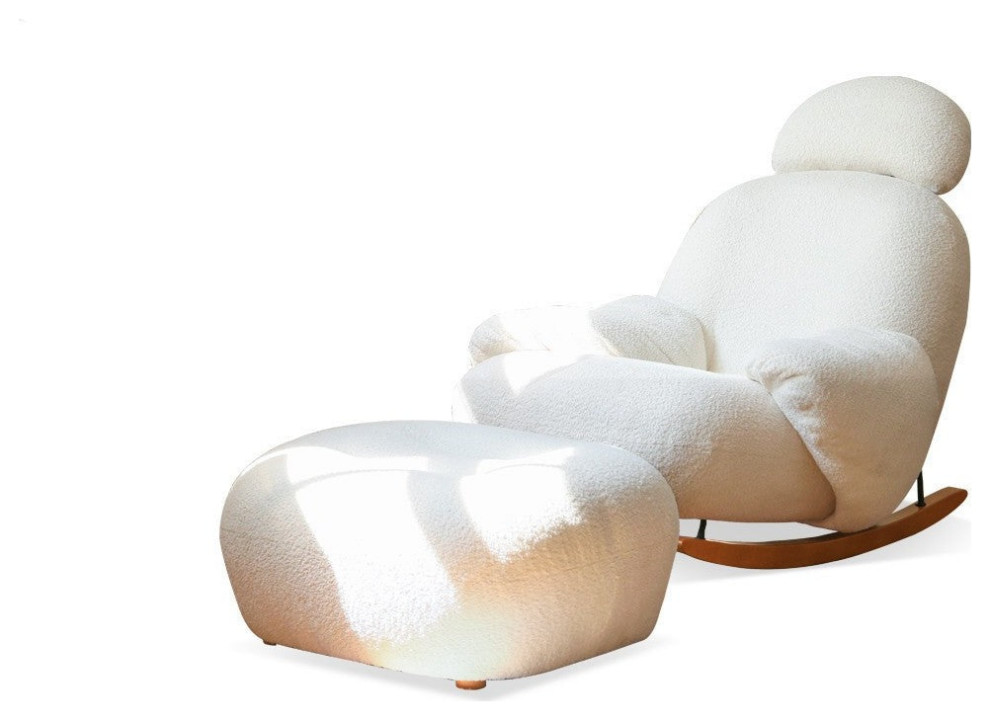 White Lamb velvet Lounge  Rocking lazy Sofa   Midcentury   Rocking Chairs   by GVAwood  Houzz