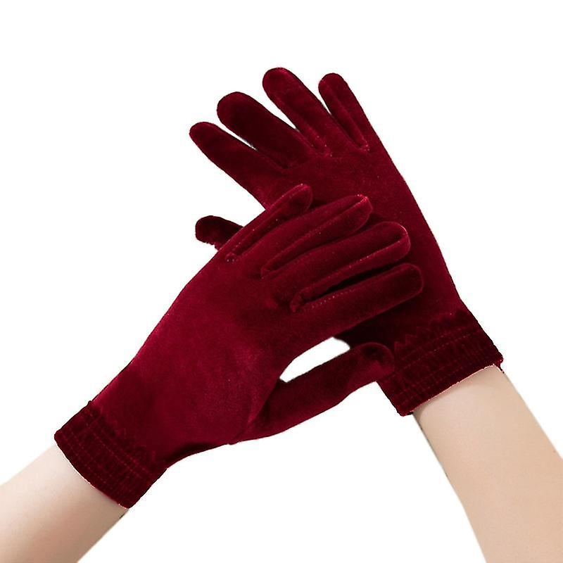 Winter Gloves For Women Gold Velvet Short Banquet Gloves Elastic Driving Gloves